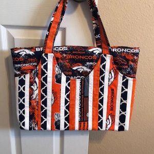bronco homemade quilted purse,  custom pockets